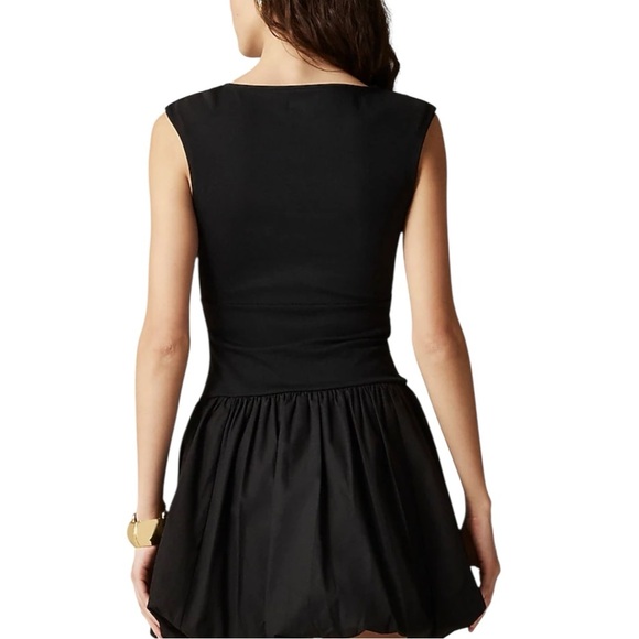 J Crew Black Bubble Hem Mixy Mini Dress Sleeveless Boatneck Womens Size M - Picture 3 of 13